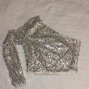 Sparkly one shoulder top